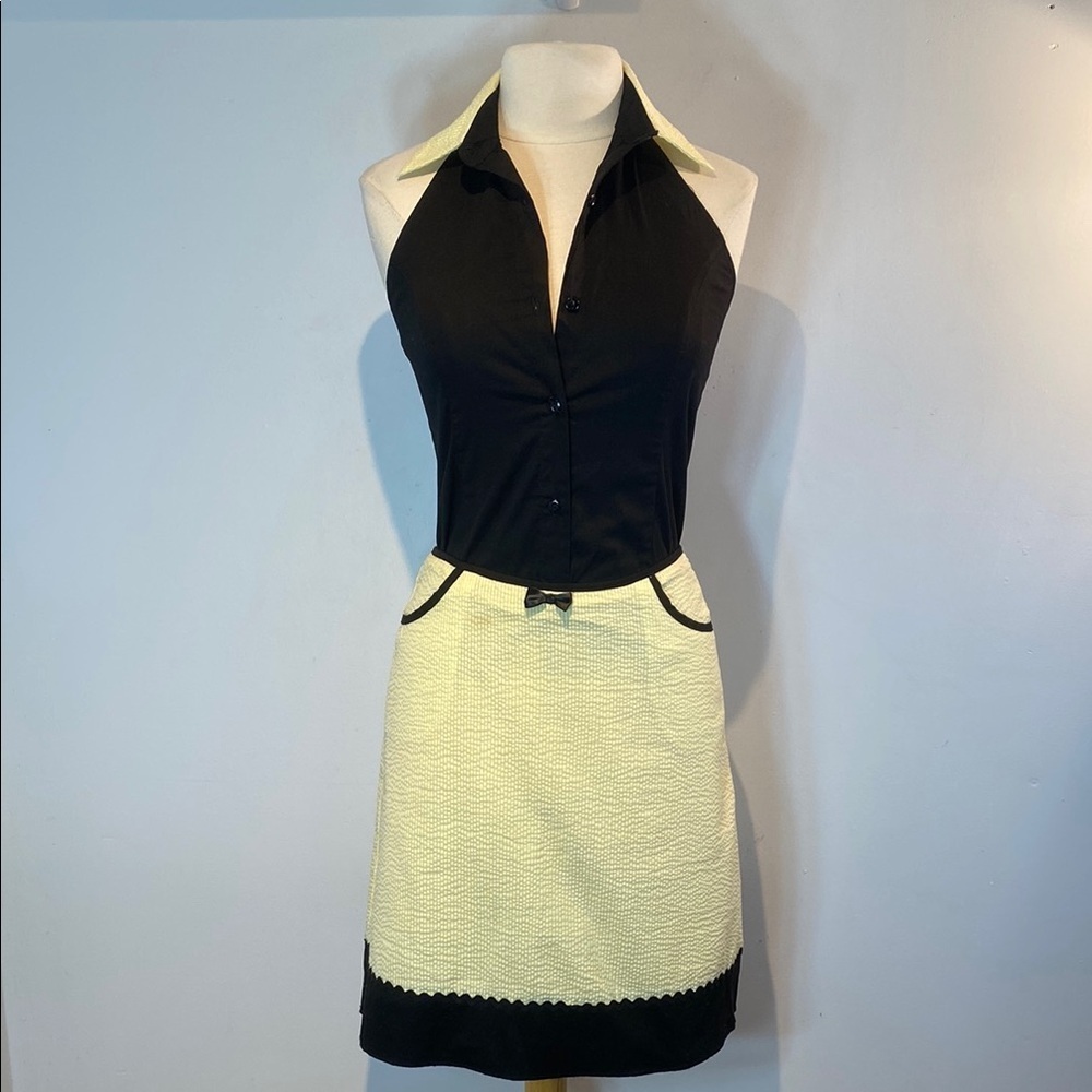 Rock Steady 2pc skirt & halter top set yellow and black dagger design size M/L
